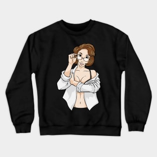 Sexy Secretary with Glasses Crewneck Sweatshirt